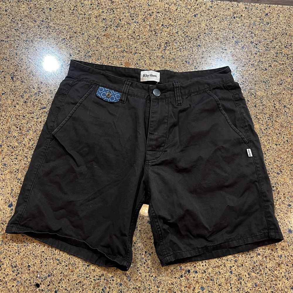 Rhythm Black Flat Front Men's Shorts